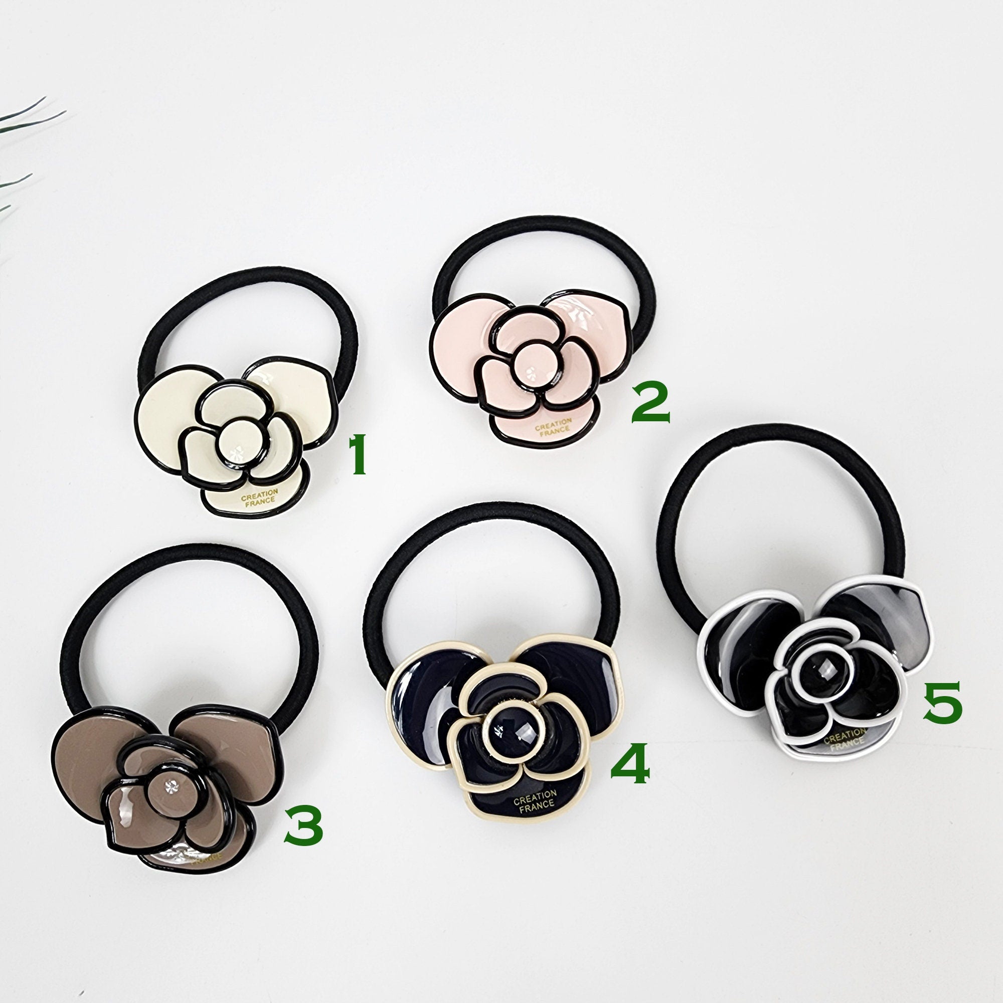 Pastel Color Lovely Camellia Flower Hair Tie (1.8 Inch) / Simple Cute Ponytail Holder / Hair Accessory for Woman / French Hair Tie