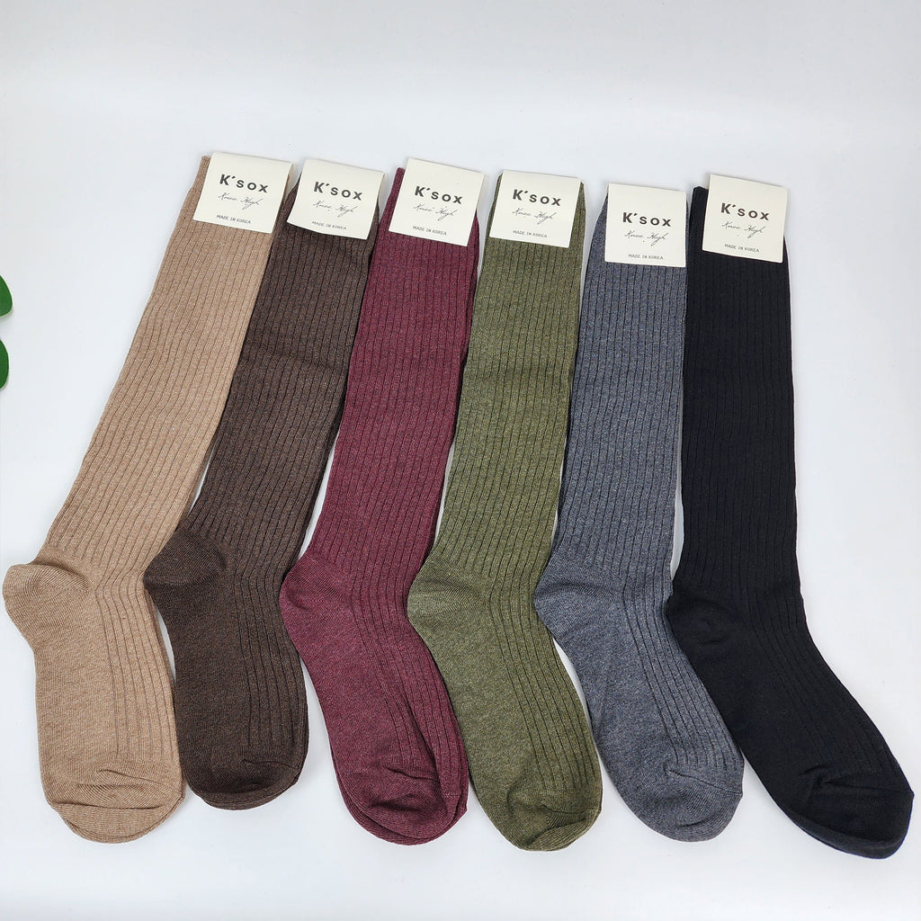Knee High Socks | Ribbed Cotton Boot Cuffs | Korean Socks | School Uniform Cozy Gift