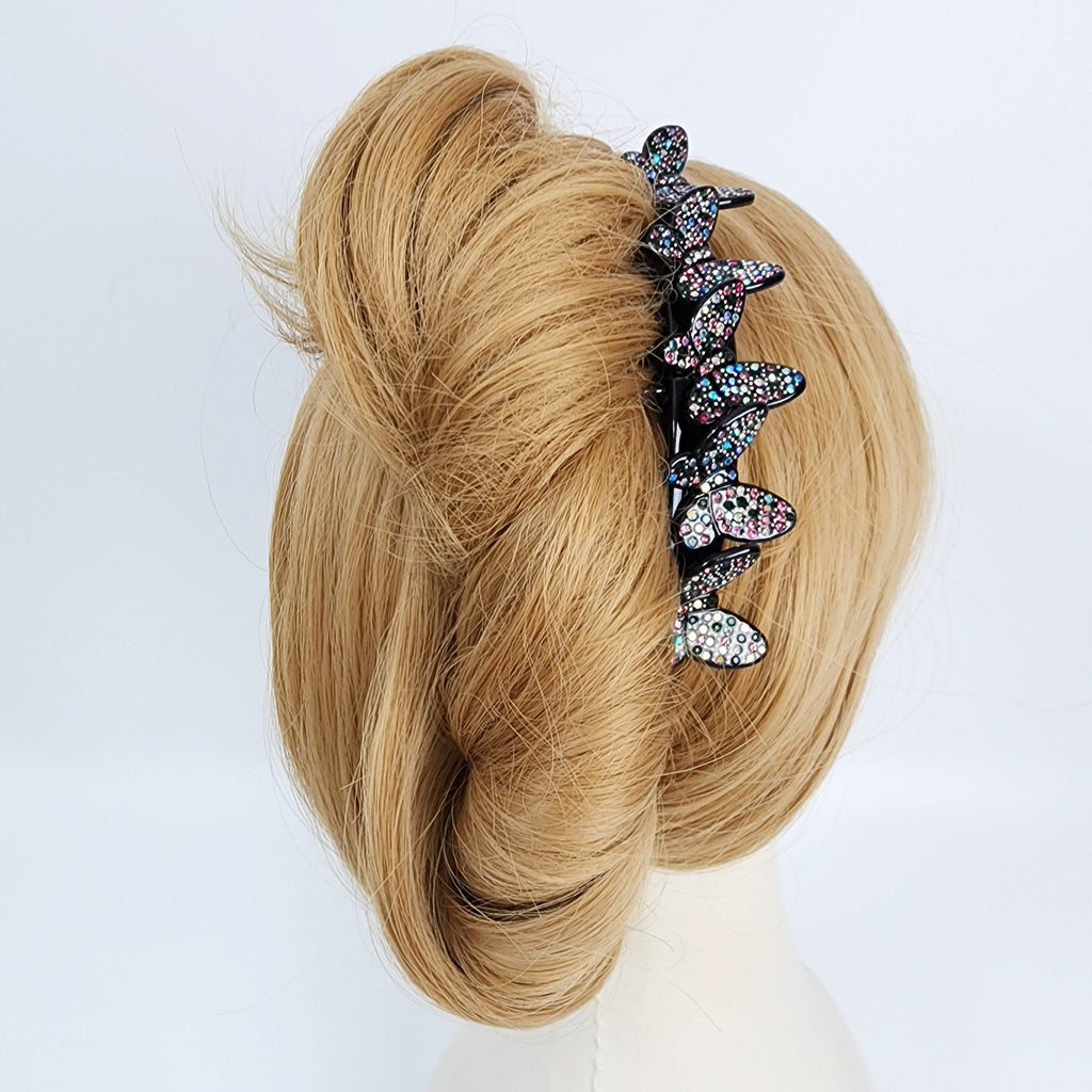 Dark Cubic Lovely Butterfly Non-slip Hair Comb Pin (4.7 Inch) / Luxurious French Hair Pin / Hair Fork for Woman