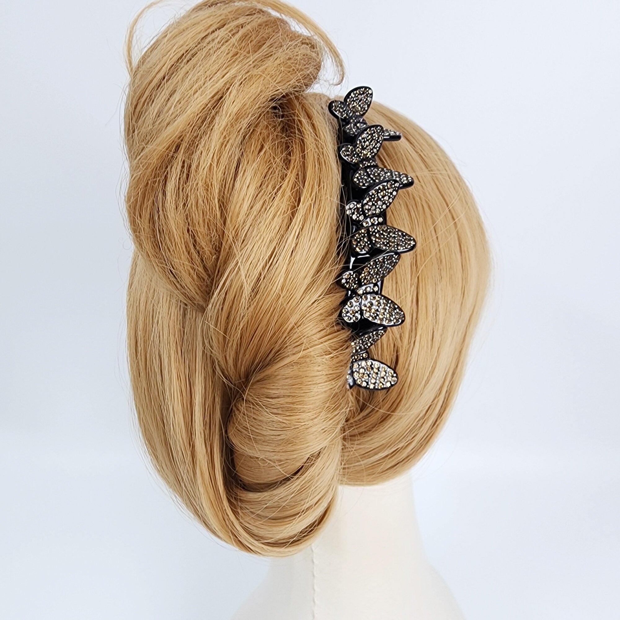 Dark Cubic Lovely Butterfly Non-slip Hair Comb Pin (4.7 Inch) / Luxurious French Hair Pin / Hair Fork for Woman