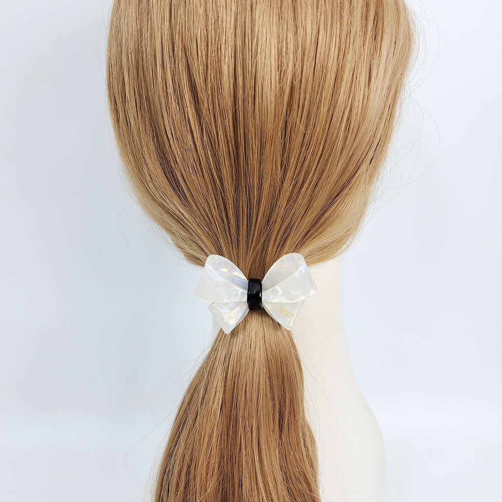 Pastel Color Bold Butterfly Ribbon Hair Tie (2.2 Inch) / Simple Cute Ponytail Holder / Hair Accessory for Woman / French Hair Tie