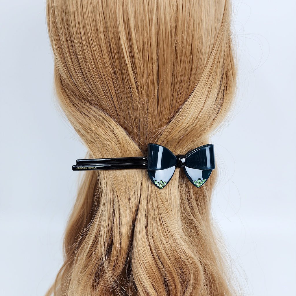 Tortoise Shell Cubic Big Ribbon Hair Barrette (5.1 Inch) / Leopard French Hair Pin / Hair Accessory for Woman / Automatic Hair Clip