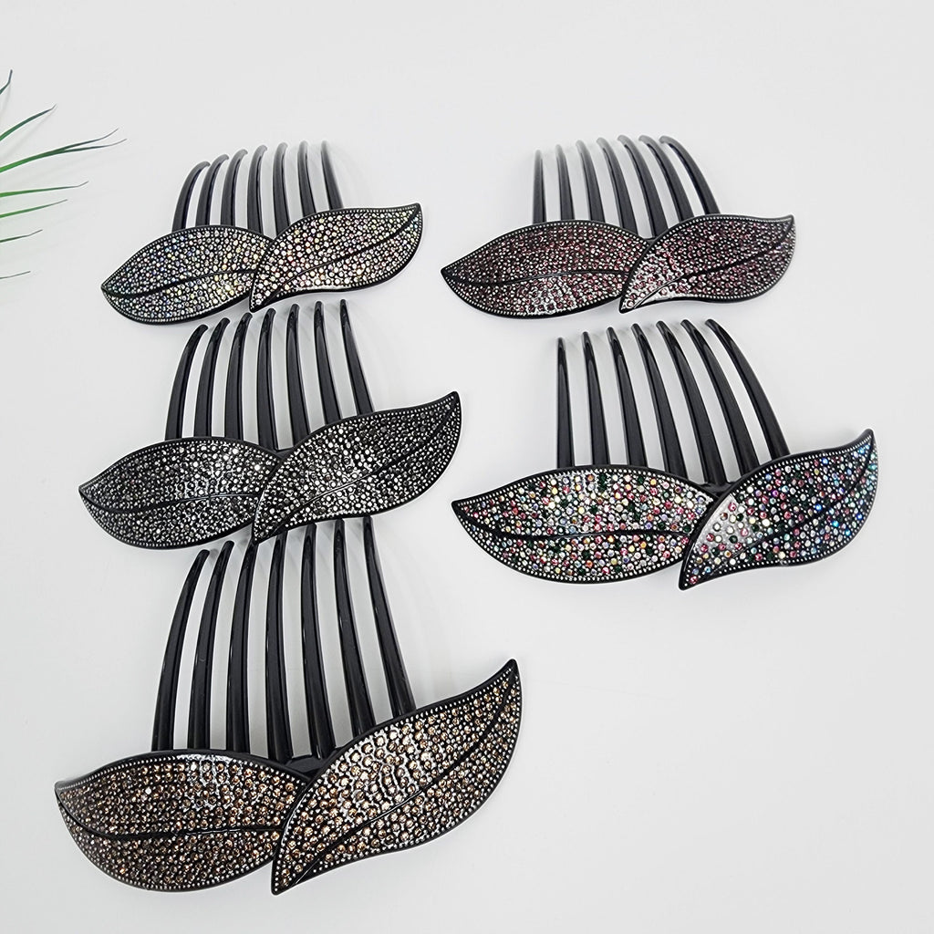 Floral Leaf Long Leg Non-slip Hair Comb Pin with Cubic (4.7 Inch) / Simple French Hair Pin / Hair Fork for Woman