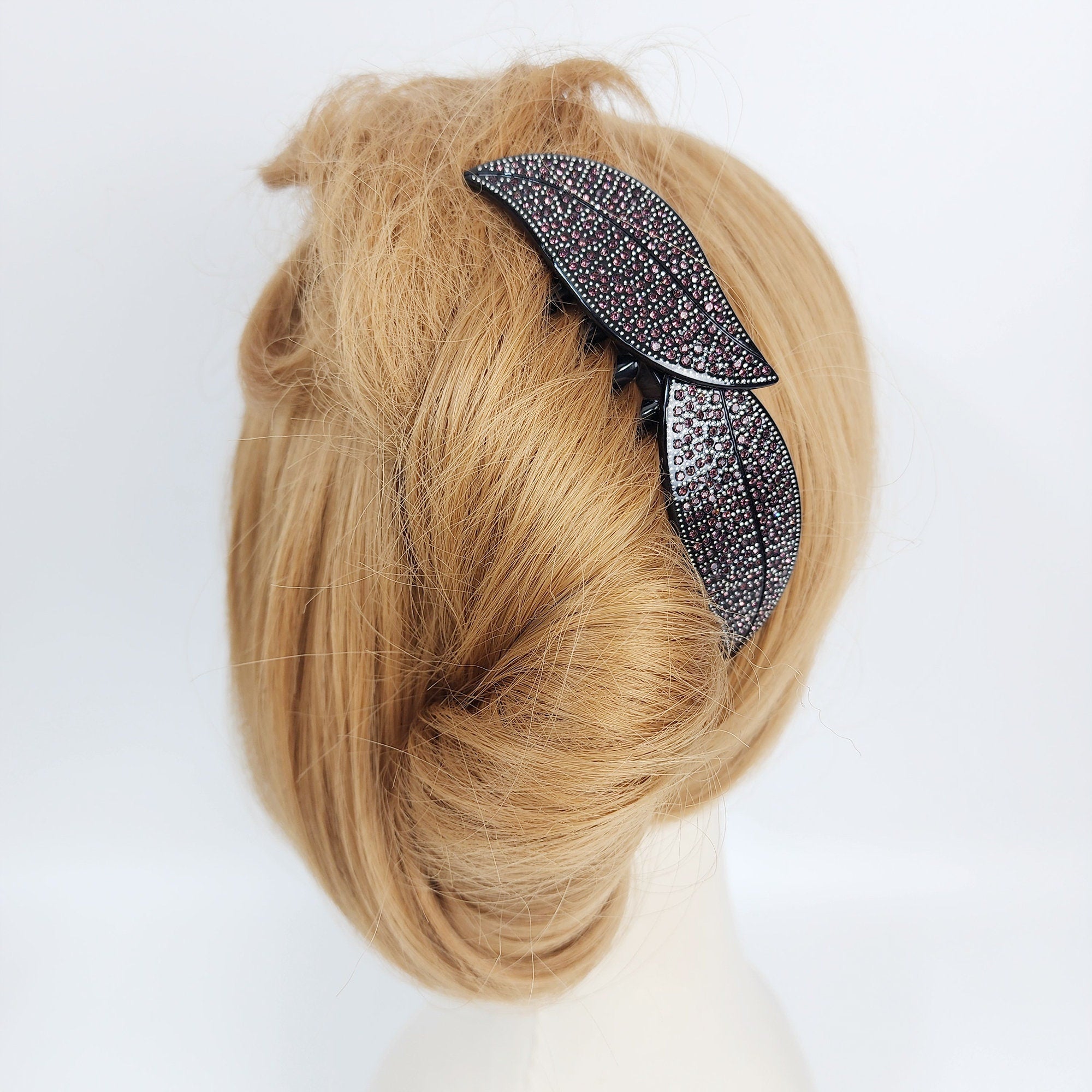 Floral Leaf Long Leg Non-slip Hair Comb Pin with Cubic (4.7 Inch) / Simple French Hair Pin / Hair Fork for Woman