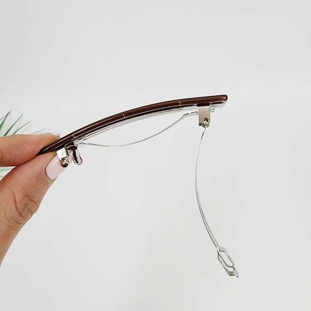 Chic Star Cubic Long Square Hair Barrette (3.3 Inch) / Simple French Hair Pin / Hair Accessory for Woman / Automatic Hair Clip
