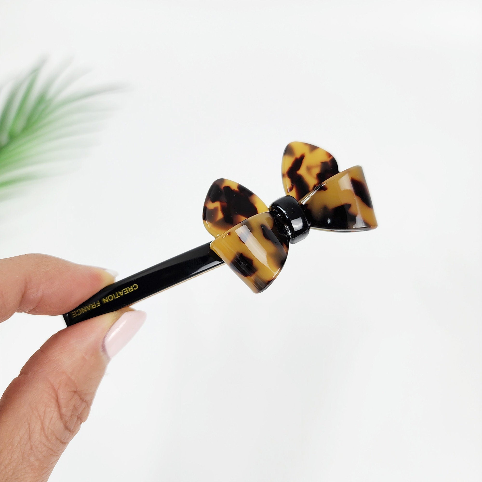 Leopard Bold Ribbon Hair Claw Clip (3.5 Inch) / Tortoise Shell French Hair Pin / Alligator Hair Clip for Woman