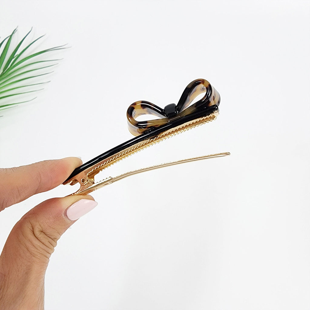 Leopard Bold Ribbon Hair Claw Clip (3.5 Inch) / Tortoise Shell French Hair Pin / Alligator Hair Clip for Woman