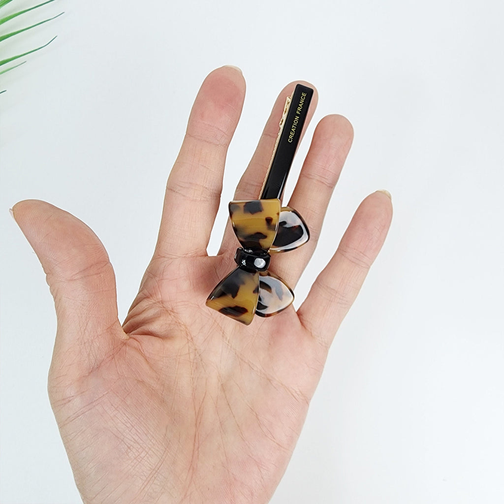 Leopard Bold Ribbon Hair Claw Clip (3.5 Inch) / Tortoise Shell French Hair Pin / Alligator Hair Clip for Woman