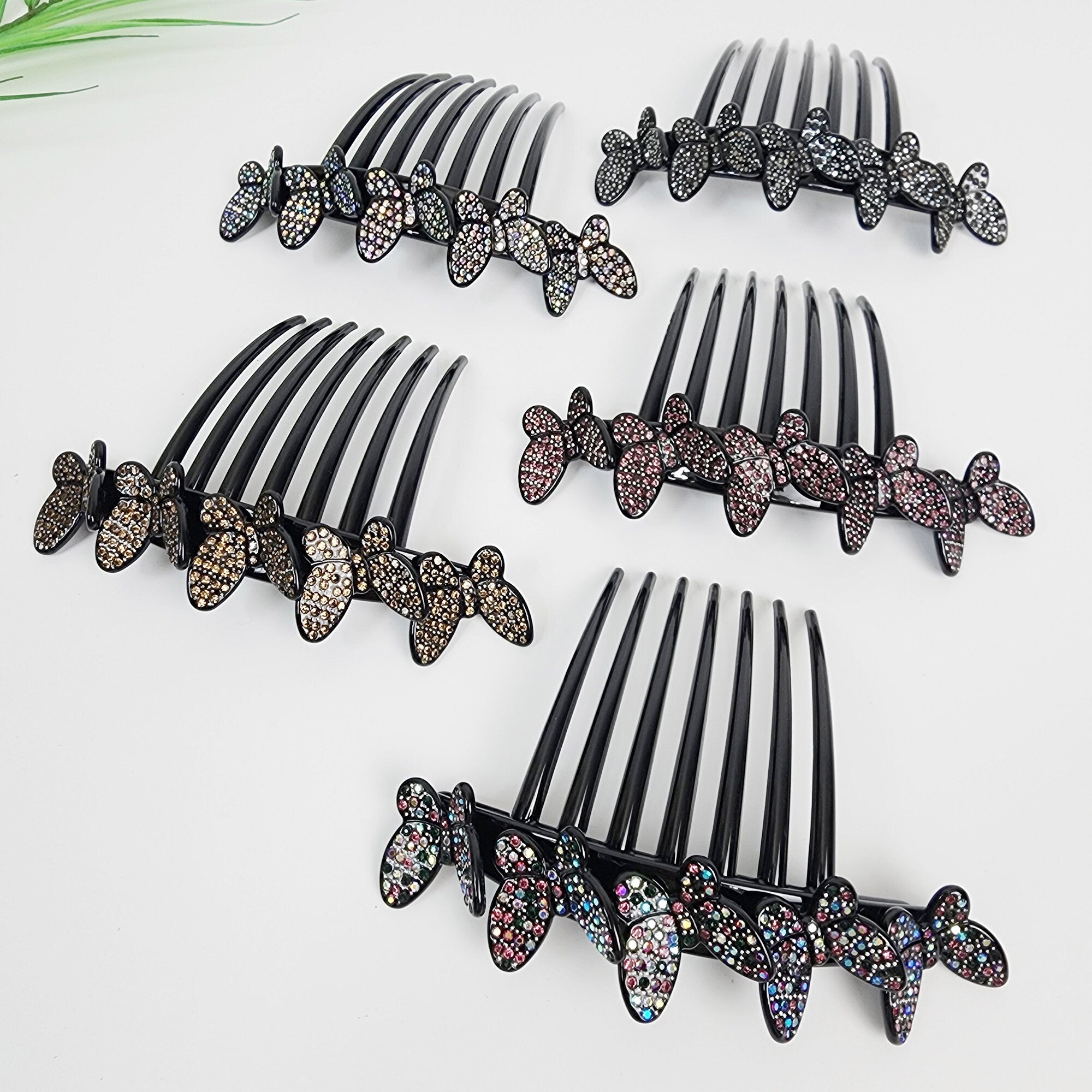 Dark Cubic Lovely Butterfly Non-slip Hair Comb Pin (4.7 Inch) / Luxurious French Hair Pin / Hair Fork for Woman