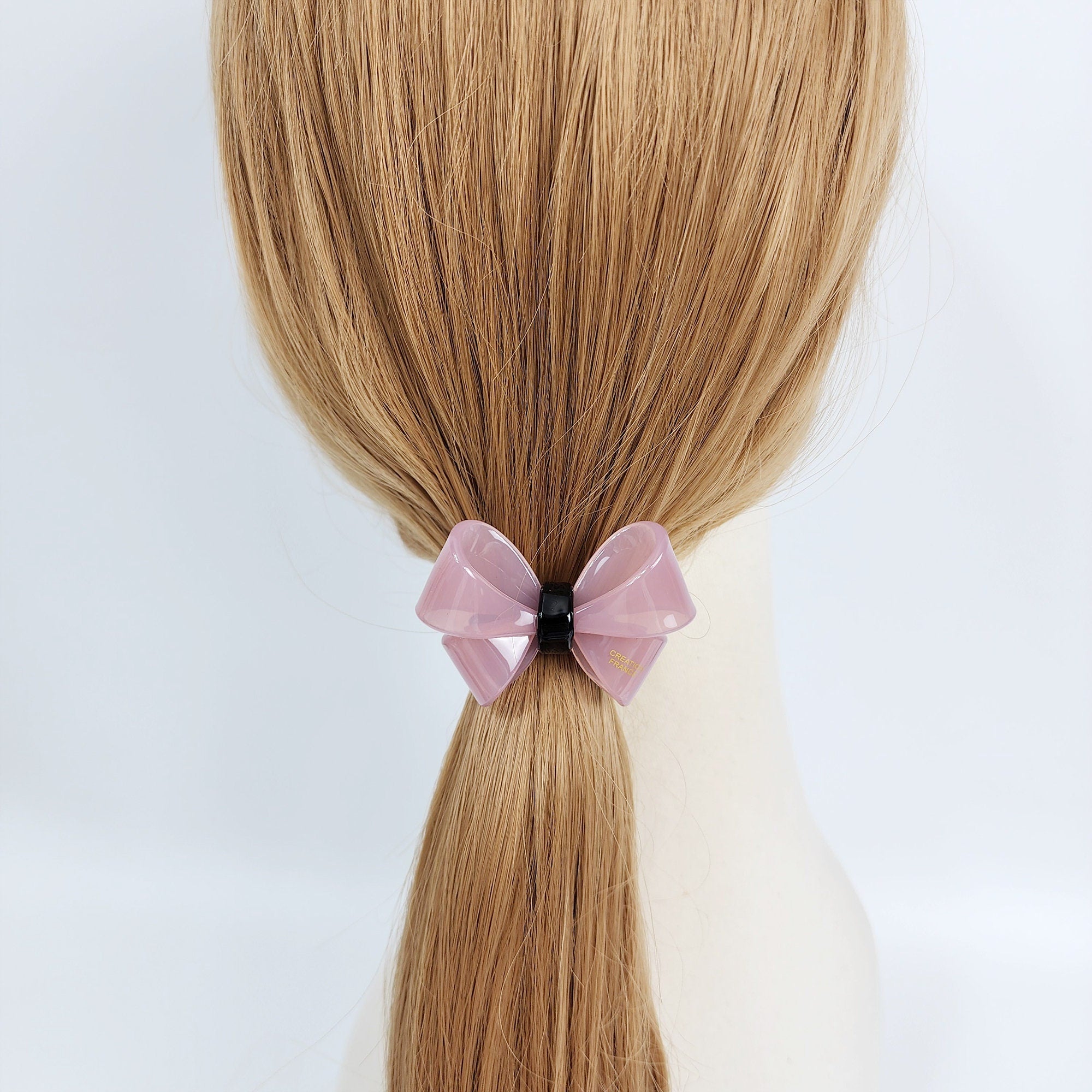 Pastel Color Bold Butterfly Ribbon Hair Tie (2.2 Inch) / Simple Cute Ponytail Holder / Hair Accessory for Woman / French Hair Tie