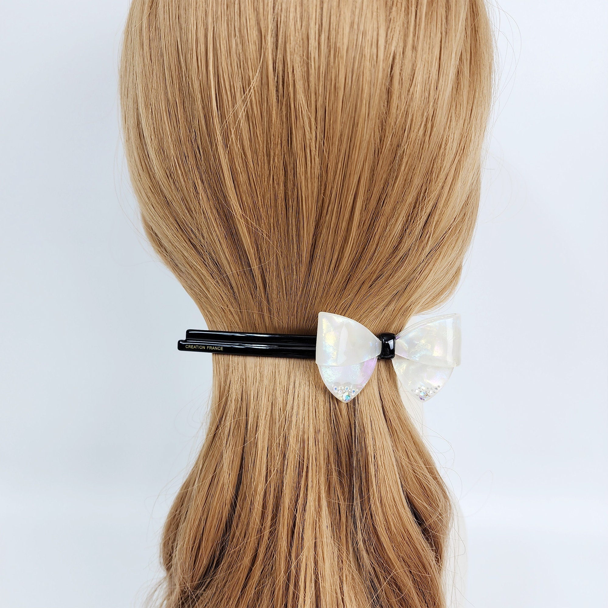 Tortoise Shell Cubic Big Ribbon Hair Barrette (5.1 Inch) / Leopard French Hair Pin / Hair Accessory for Woman / Automatic Hair Clip