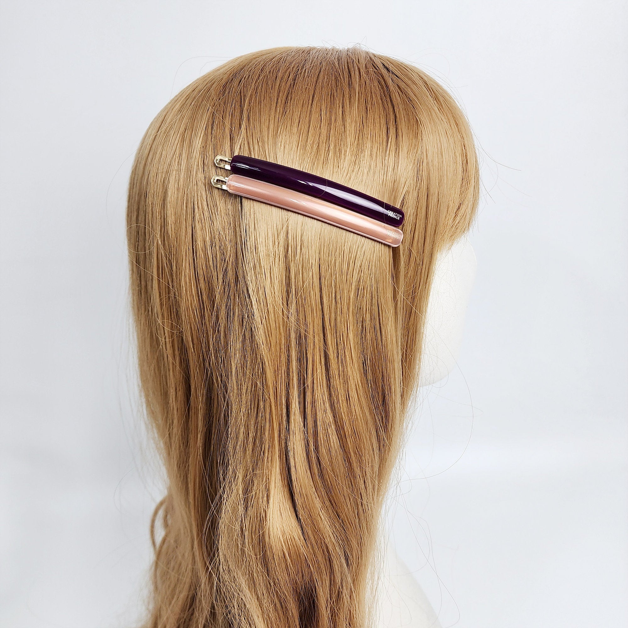 Pure Color Oval Long Bobby Pin (3.3 Inch) / Simple Leopard French Hair Pin / Hair Accessory for Woman / Snap Clip for Thin Hair