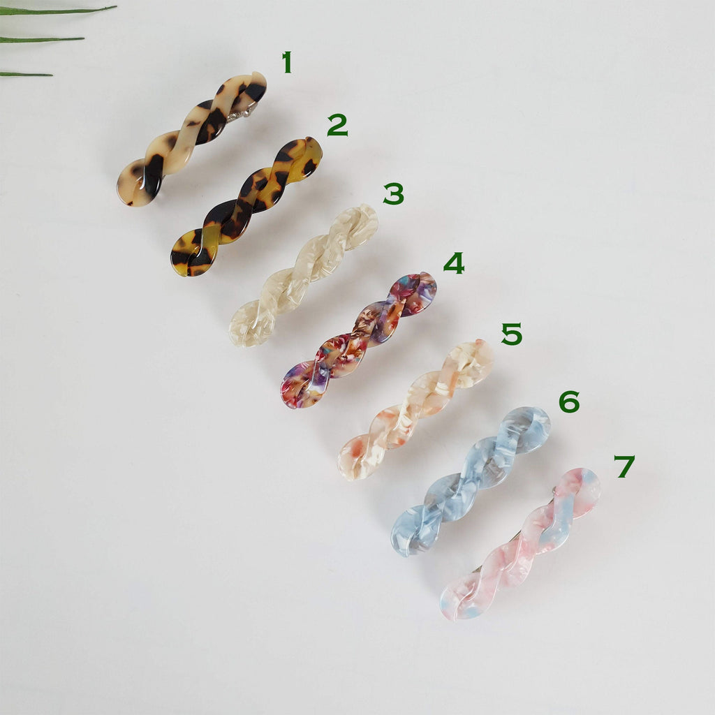 Leopard Candy Twist Hair Barrette / Tortoise Marble French Hair Pin / Hair Accessory for Woman / Automatic Hair Clip