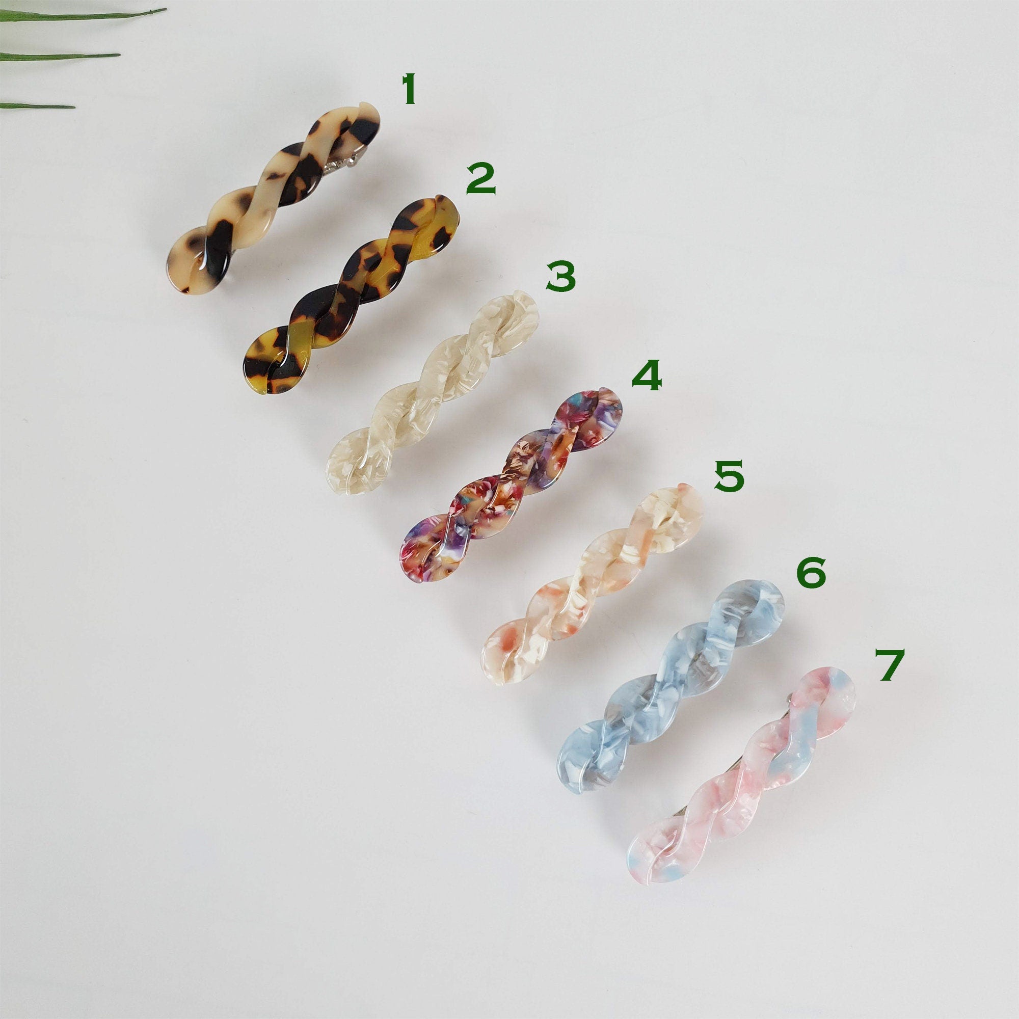 Leopard Candy Twist Hair Barrette / Tortoise Marble French Hair Pin / Hair Accessory for Woman / Automatic Hair Clip