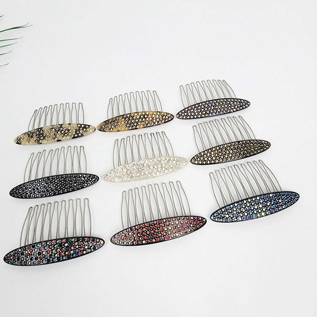 Broad Long Oval Hair Comb Pin with Cubic (3.0 Inch) / Luxurious French Hair Pin / Hair Fork for Woman