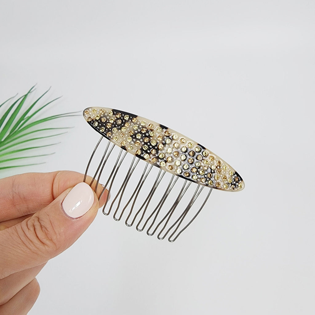 Broad Long Oval Hair Comb Pin with Cubic (3.0 Inch) / Luxurious French Hair Pin / Hair Fork for Woman