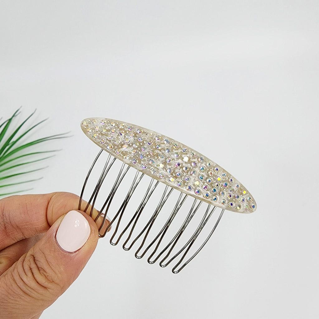 Broad Long Oval Hair Comb Pin with Cubic (3.0 Inch) / Luxurious French Hair Pin / Hair Fork for Woman