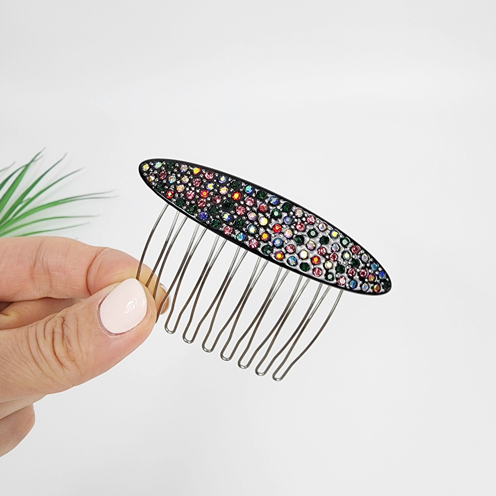 Broad Long Oval Hair Comb Pin with Cubic (3.0 Inch) / Luxurious French Hair Pin / Hair Fork for Woman