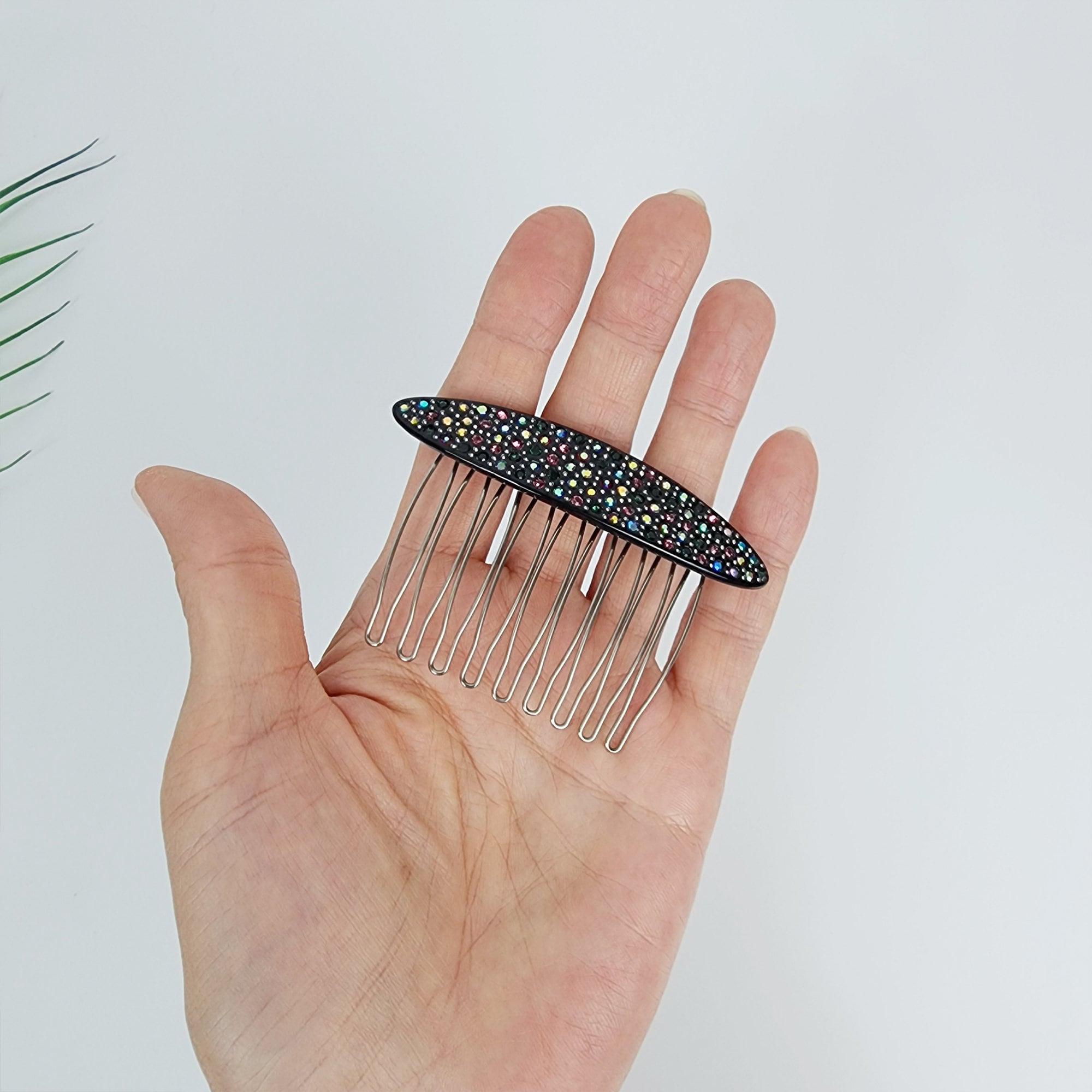 Broad Long Oval Hair Comb Pin with Cubic (3.0 Inch) / Luxurious French Hair Pin / Hair Fork for Woman