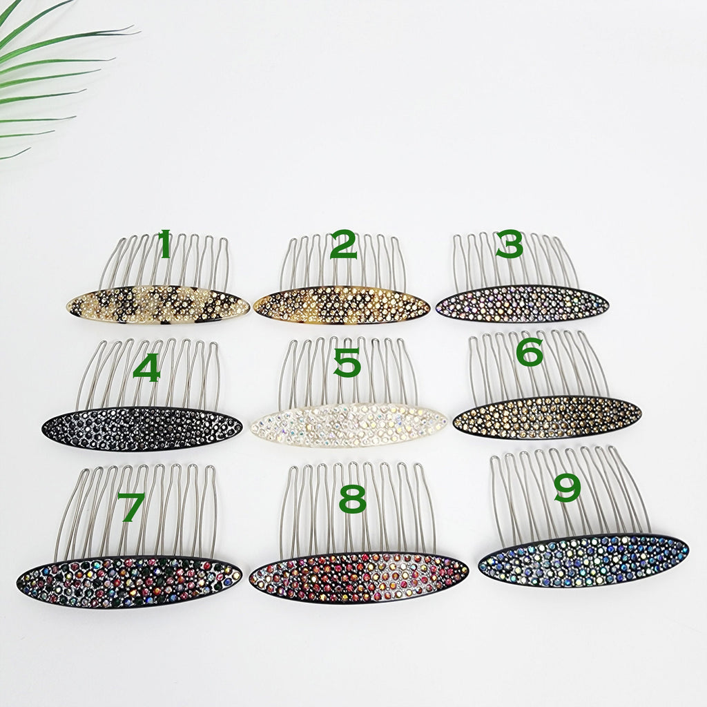 Broad Long Oval Hair Comb Pin with Cubic (3.0 Inch) / Luxurious French Hair Pin / Hair Fork for Woman