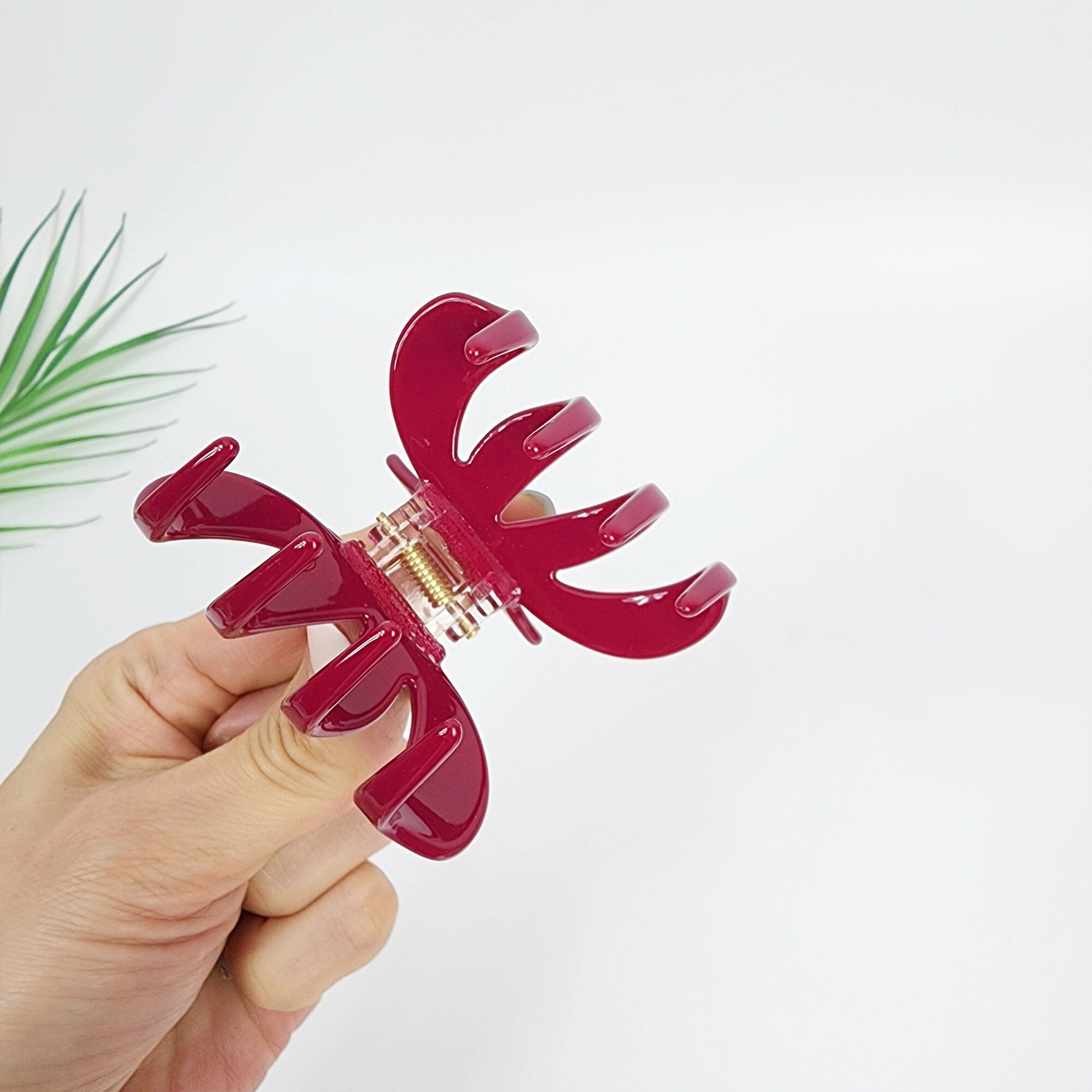 Leopard Little Pumpkin Hair Claw Clip (2.4 Inch) / Tortoise Shell Medium Size Ponytail Holder / Hair Barrette for Woman