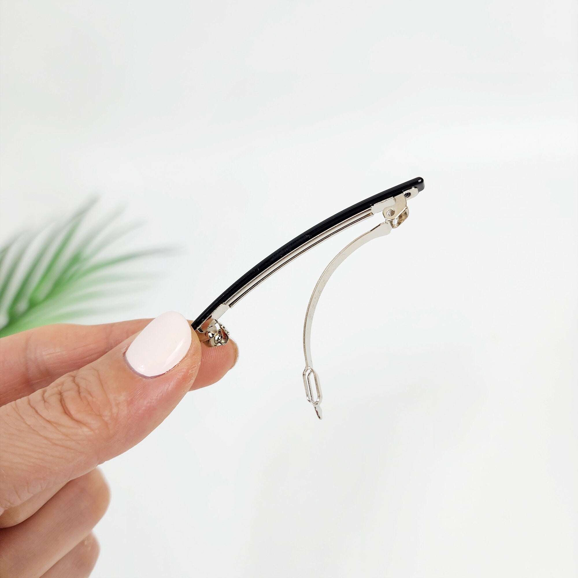 Pure Color Mini Slim Hair Barrette (2.6 Inch) / Tortoise Shell French Hair Pin / Hair Accessory for Woman / Automatic Hair Clip