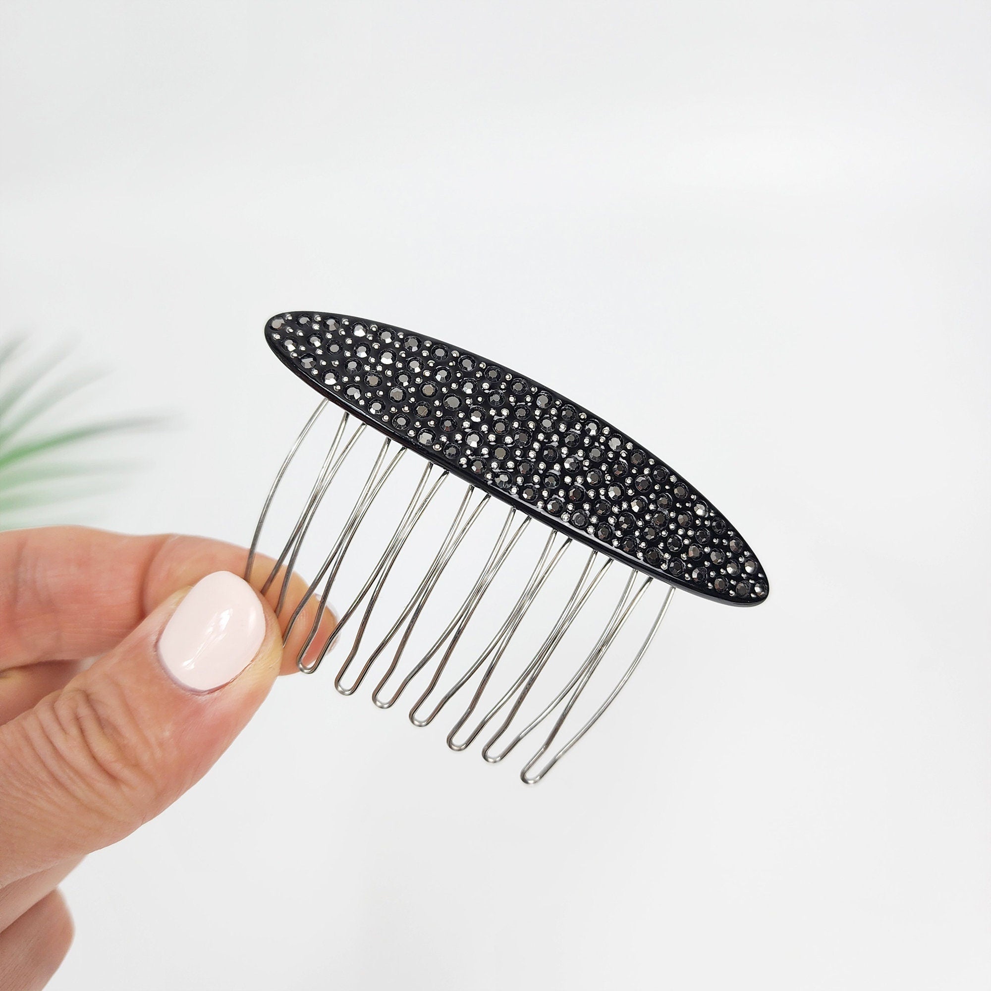 Broad Long Oval Hair Comb Pin with Cubic (3.0 Inch) / Luxurious French Hair Pin / Hair Fork for Woman