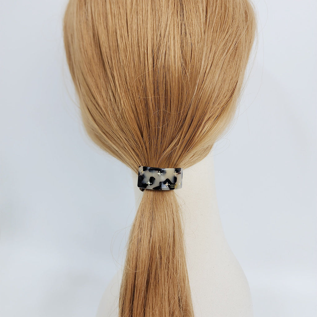 Pure Color Curved Long Square Small Hair Tie (1.5 Inch) / Simple Cute Ponytail Holder / Hair Accessory for Woman / French Hair Tie