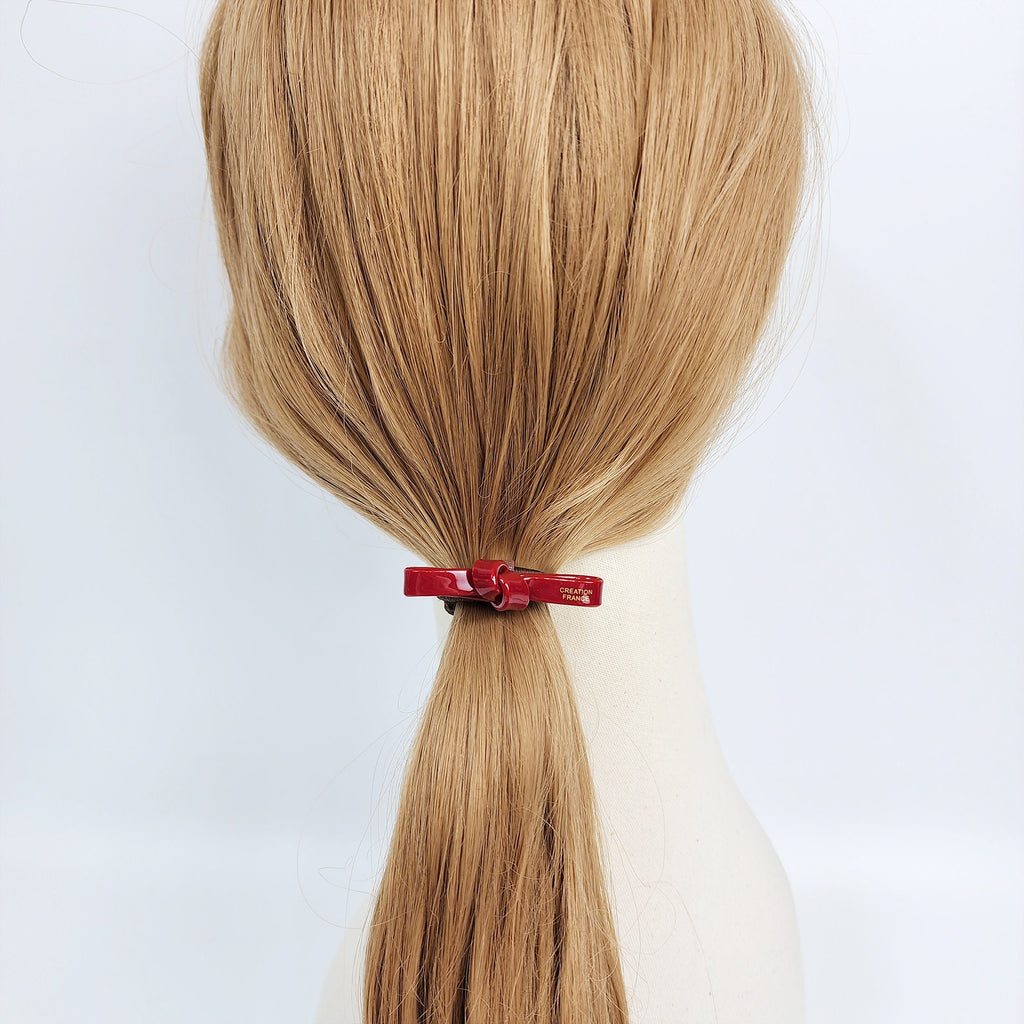 Leopard Mini Twist Ribbon Small Hair Tie (2.0 Inch) / Simple Cute Ponytail Holder / Hair Accessory for Woman / French Hair Tie