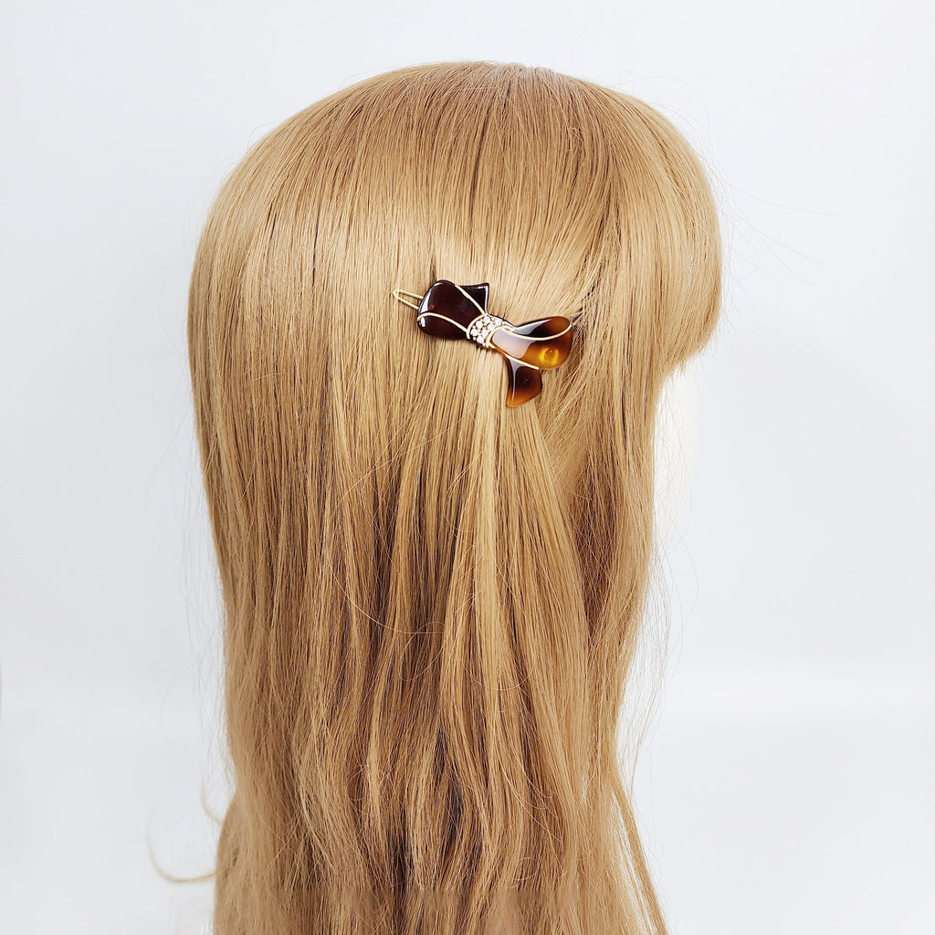 Laurence Charlotte Ribbon Bobby Pin (1.8 Inch) / Luxurious Small French Hair Pin / Hair Accessory for Woman / Mini Hair Clips