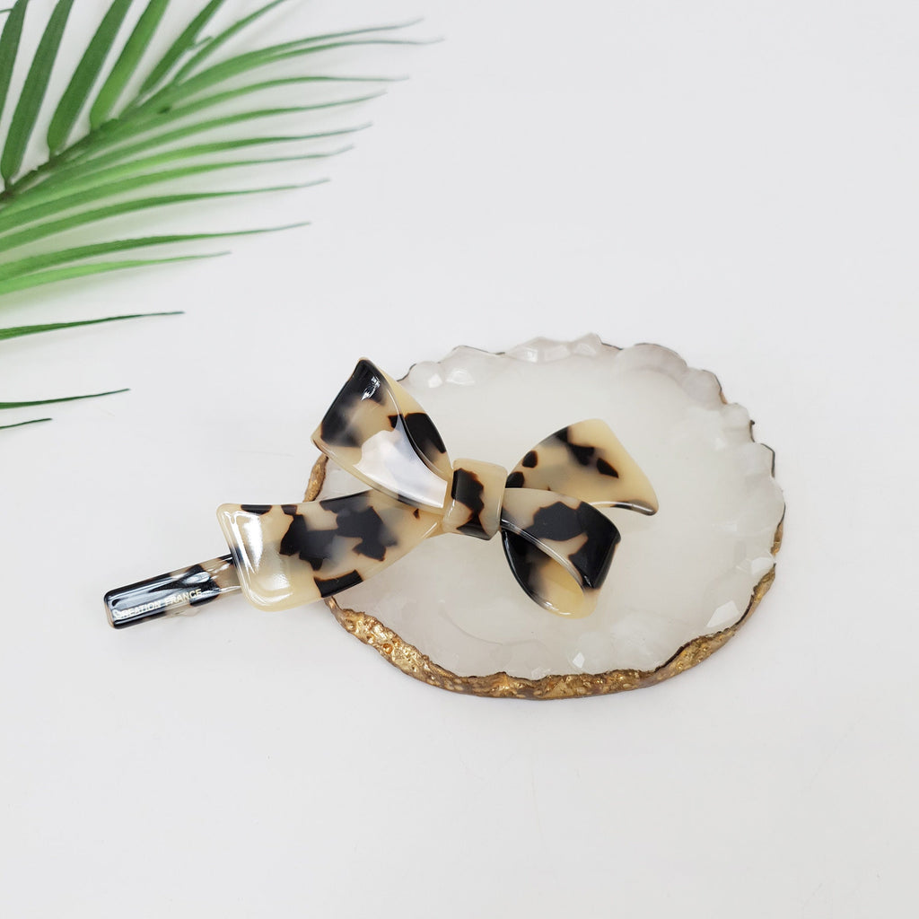Big Double Ribbon Hair Barrette (4.3 Inch) / Luxurious French Hair Pin / Automatic Hair Clip
