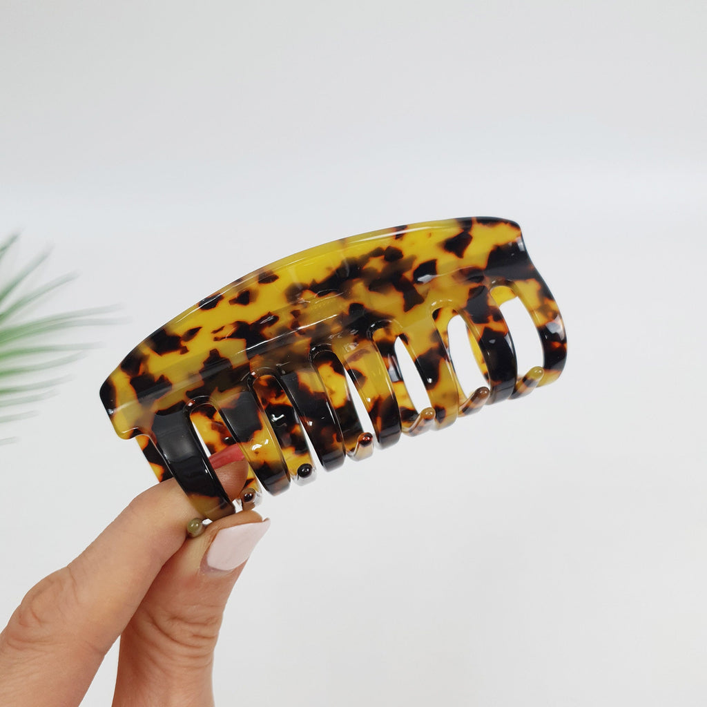 Leopard Bella Square Big Hair Claw Clip / Tortoise Shell French Hair Pin / Hair Accessory for Woman / Jumbo Hair Clip