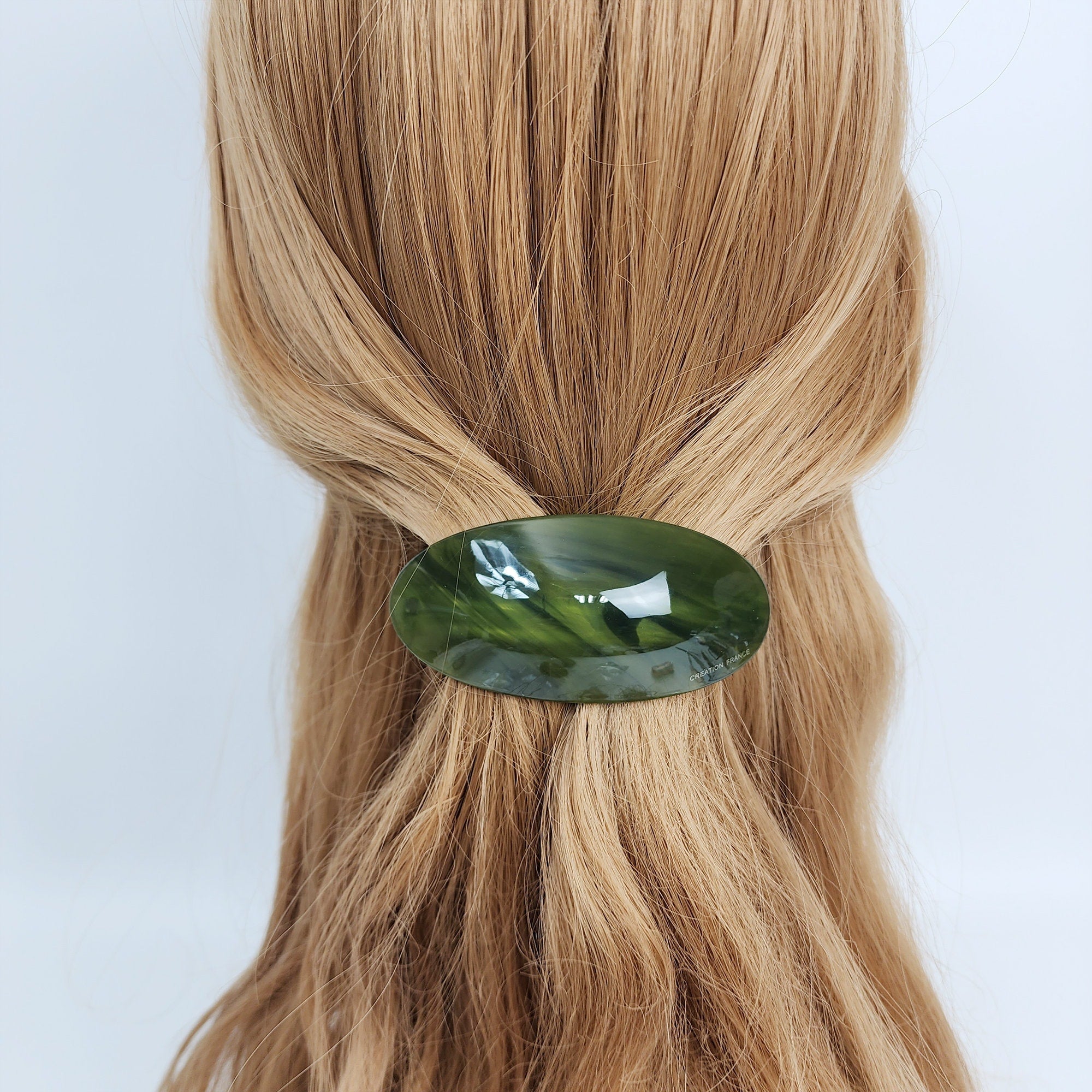 Painting Round Curved Hair Barrette (3.5 Inch) / Luxurious French Hair Pin / Automatic Hair Clip