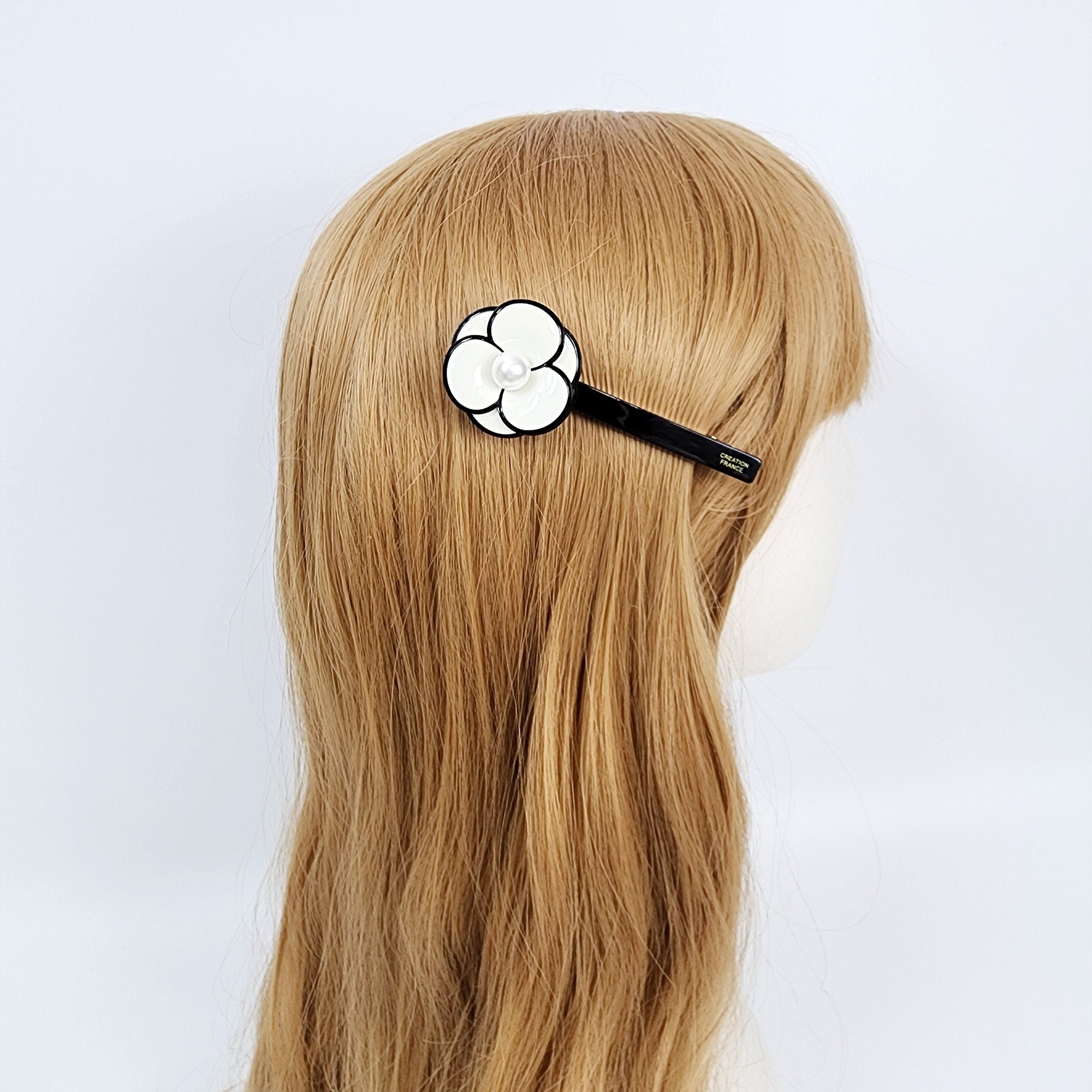 Pansy Flower Hair Claw Clip with Pearl (3.3 Inch) / Cute French Hair Pin / Alligator Hair Clip for Woman / Mini French Barrette for Girls