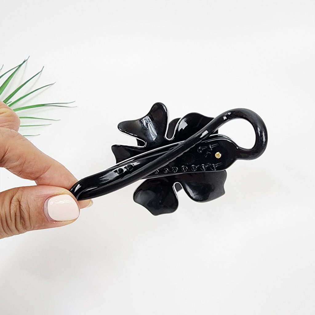 Pastel Color Volume Flower Banana Clip with Cubic Line / Luxurious French Hair Pin / Hair Comb Barrette for Woman