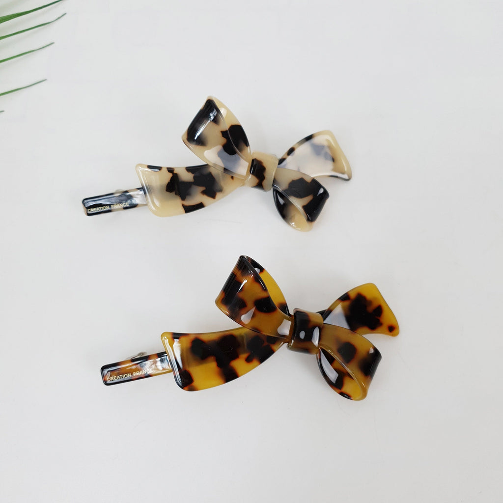 Big Double Ribbon Hair Barrette (4.3 Inch) / Luxurious French Hair Pin / Automatic Hair Clip