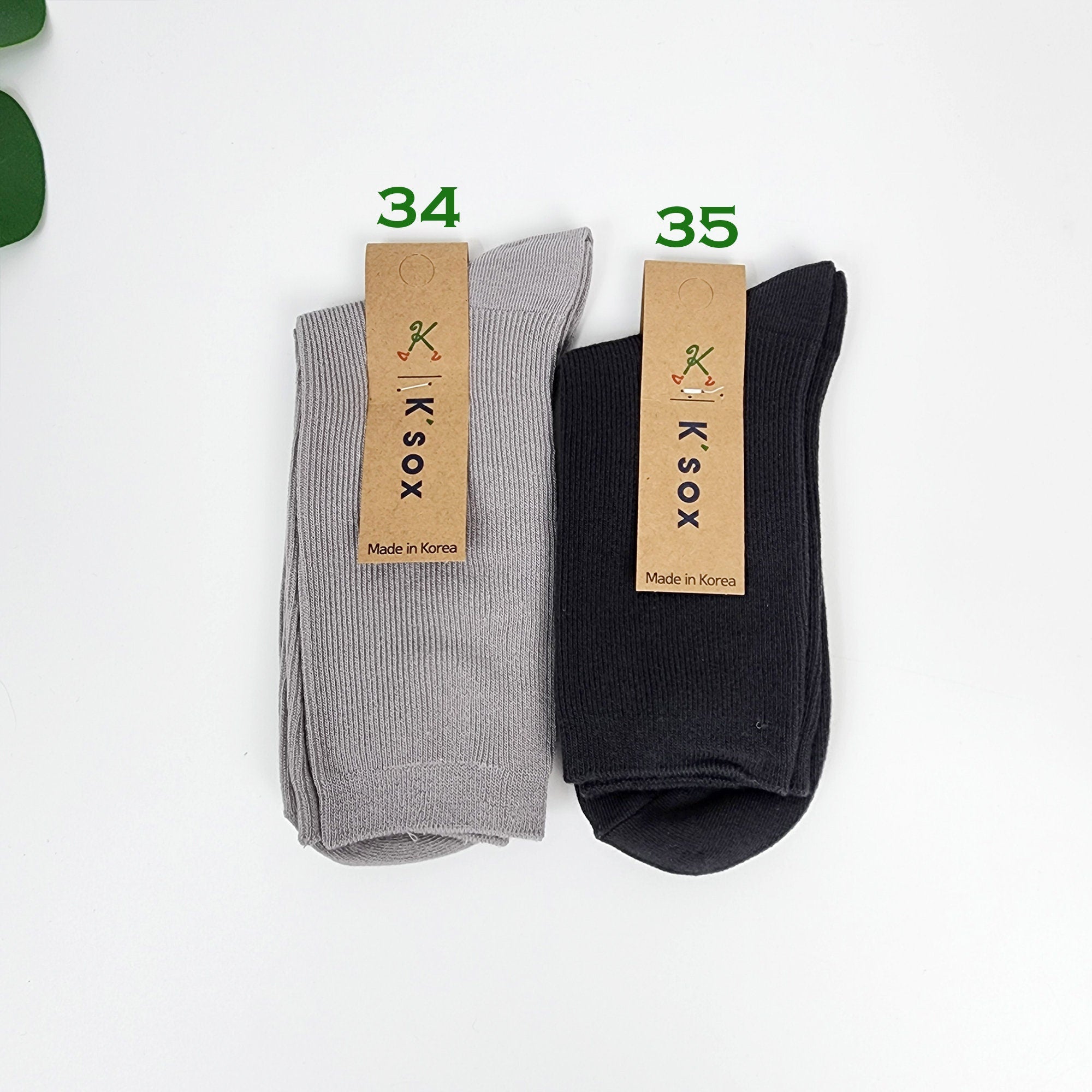 Ribbed Crew Socks | Solid Cotton Mid Calf Boot Cuffs | Korean Socks | Minimalist Gift for Her