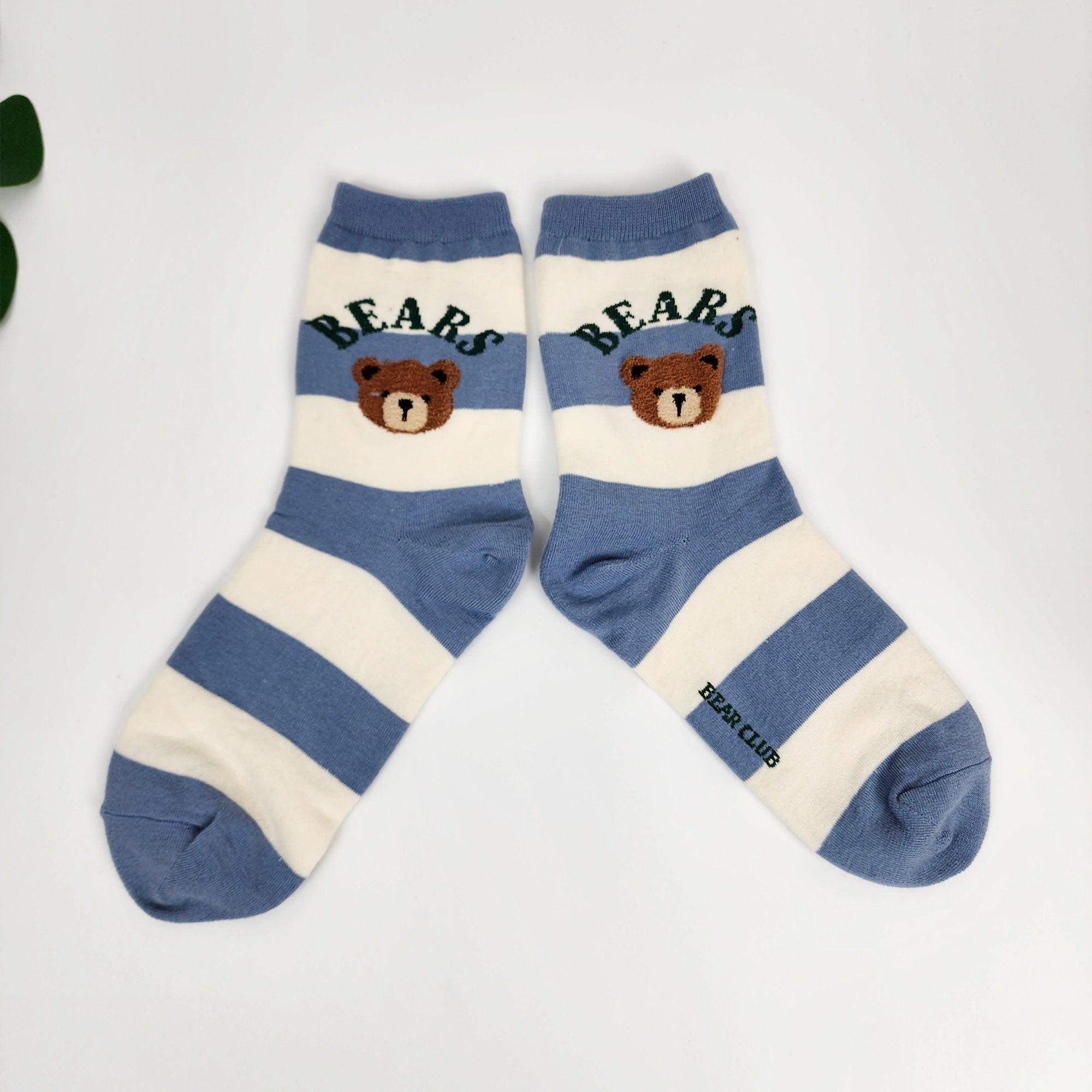 Teddy Bear Crew Socks | Soft Cotton Animal Print | Korean Socks | Cute Gift for Her