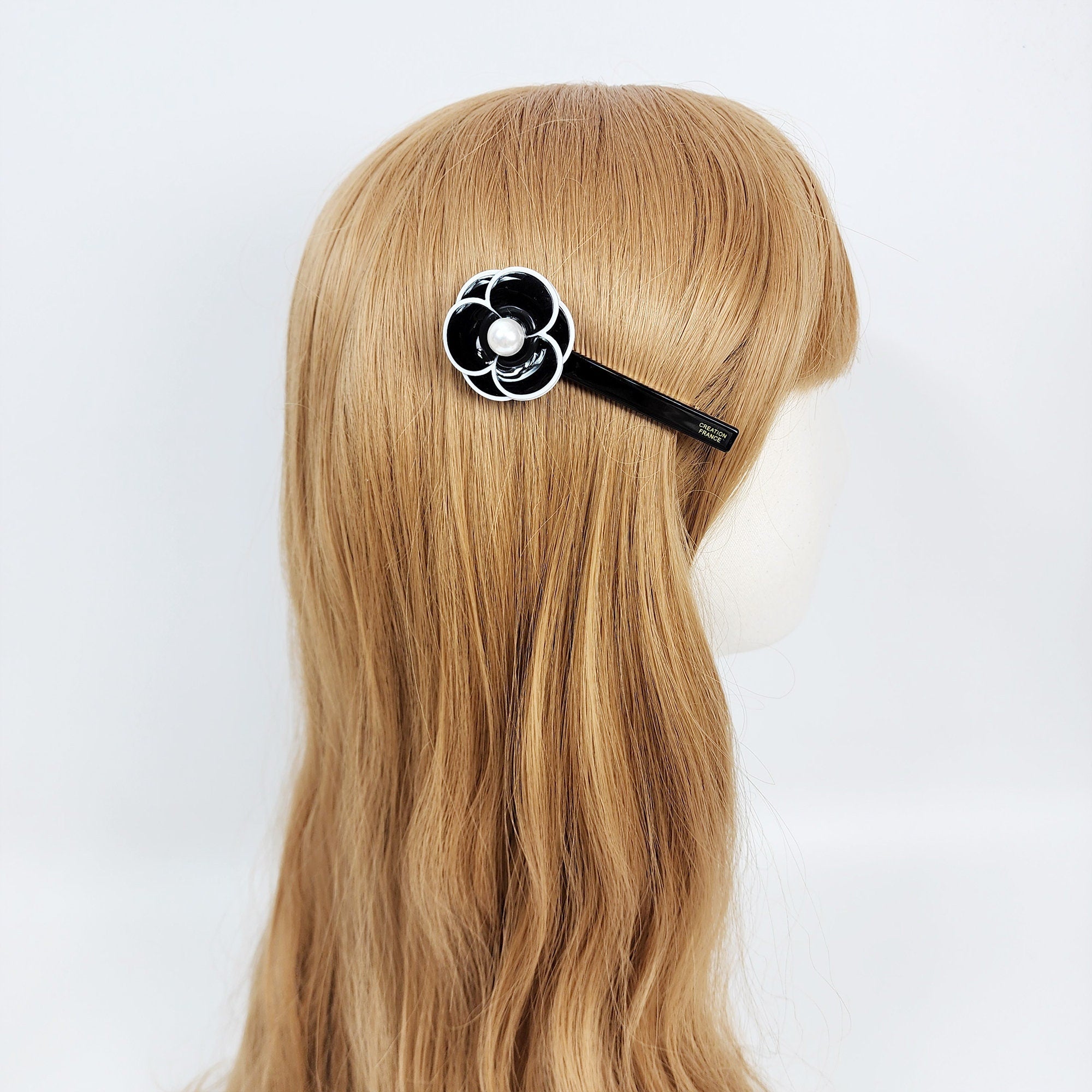 Pansy Flower Hair Claw Clip with Pearl (3.3 Inch) / Cute French Hair Pin / Alligator Hair Clip for Woman / Mini French Barrette for Girls