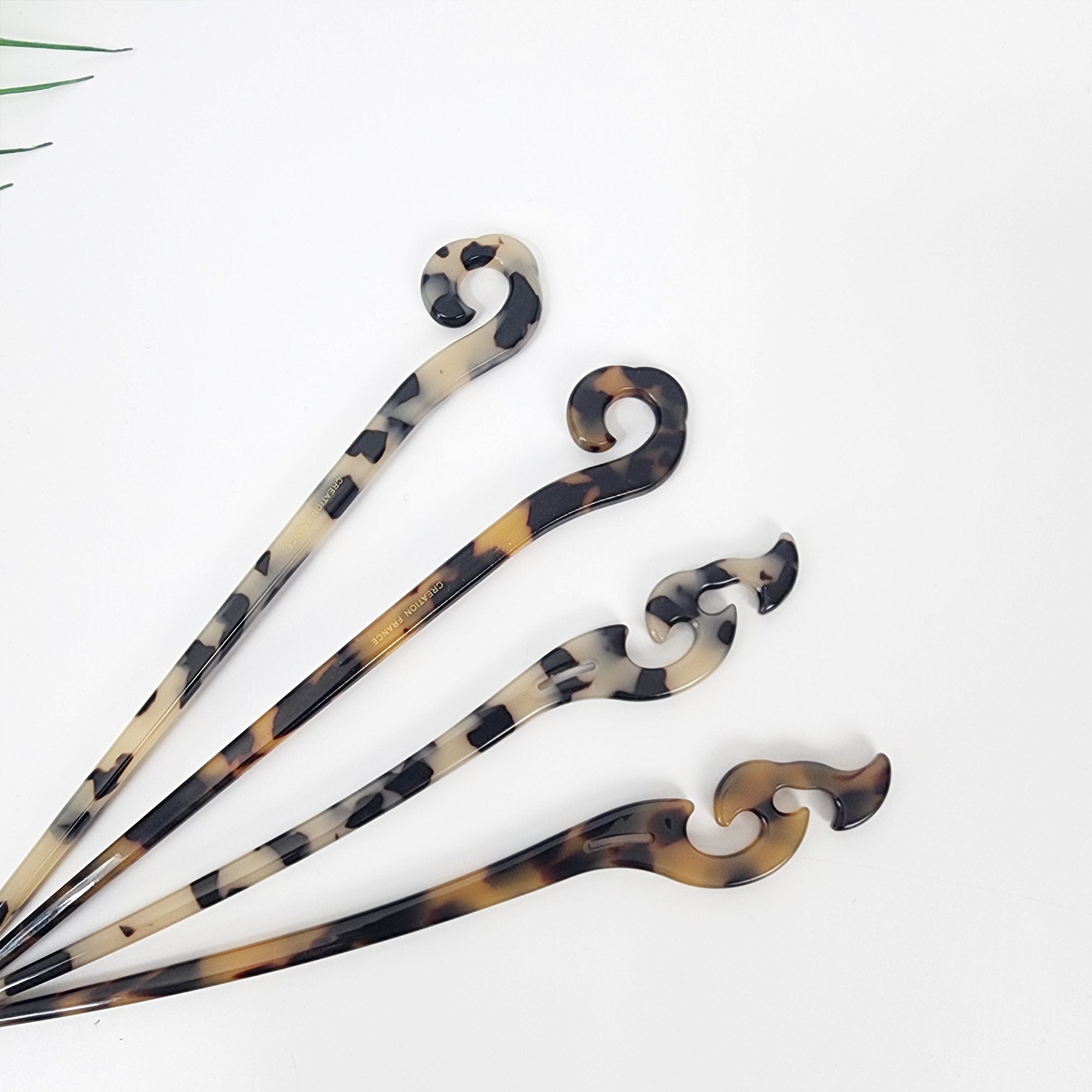 Leopard Antique Fashion Long Hair Stick (7.1 Inch) / Tortoise Shell French Hair Pin / Hair Fork for Thick Hair