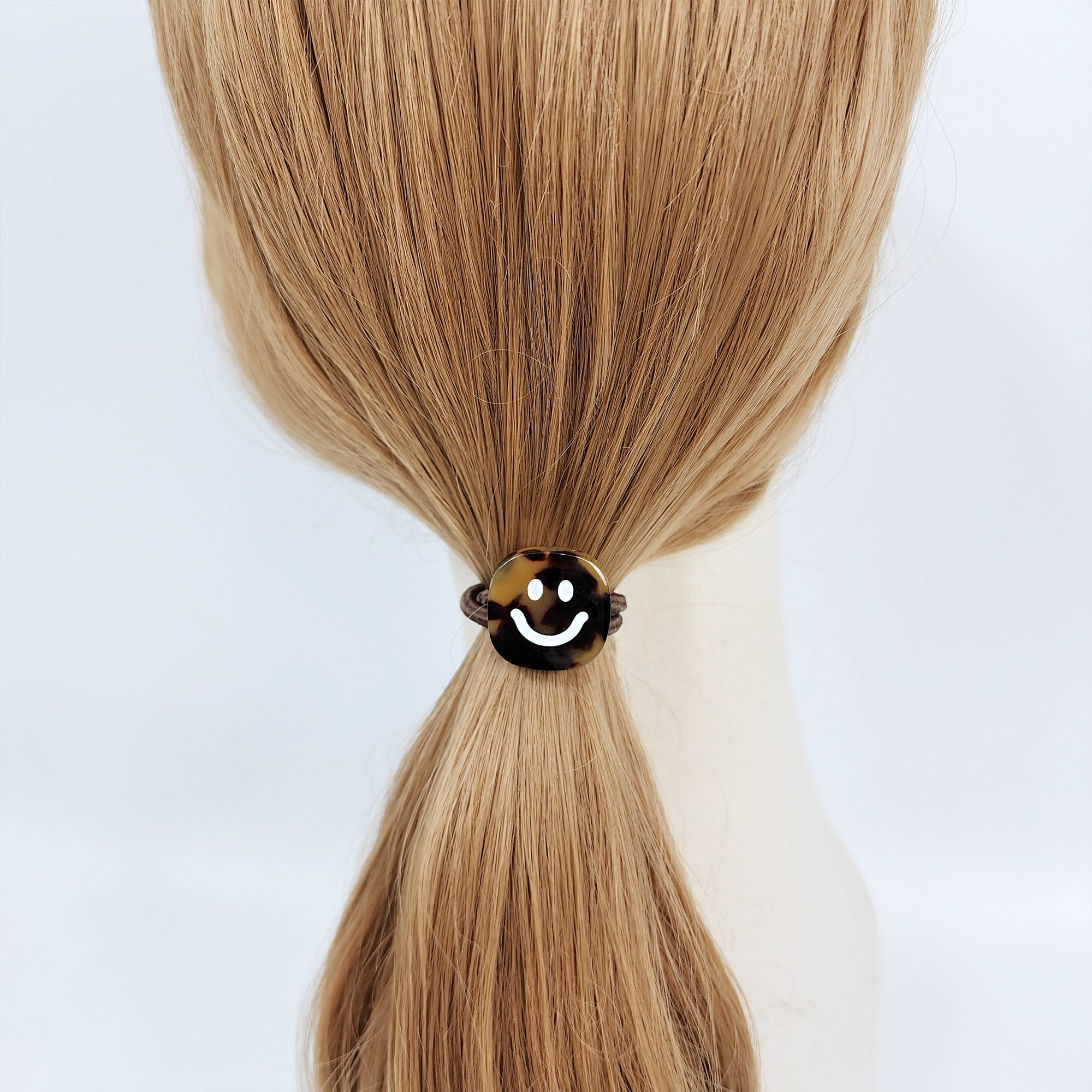 Square White Smile Hair Tie / Simple Cute Ponytail Holder / Hair Accessory for Woman / French Hair Tie