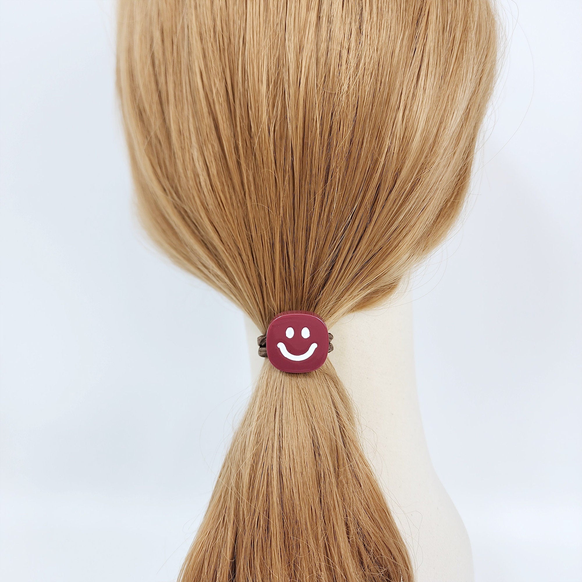 Square White Smile Hair Tie / Simple Cute Ponytail Holder / Hair Accessory for Woman / French Hair Tie