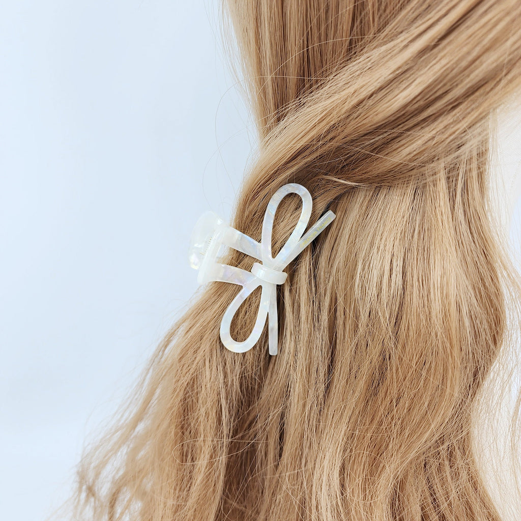 Leopard Gift Ribbon Hair Claw Clip (3.1 Inch) / Tortoise Shell Medium Size Ponytail Holder / French Pin / Hair Barrette for Woman