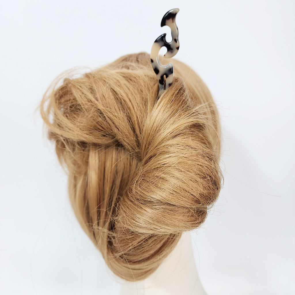 Leopard Antique Fashion Long Hair Stick (7.1 Inch) / Tortoise Shell French Hair Pin / Hair Fork for Thick Hair