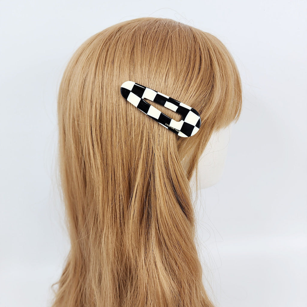 Checker Board Bold Round Hair Claw Clip / Simple French Hair Pin / Alligator Hair Clip for Woman / Mini French Barrette for Girls