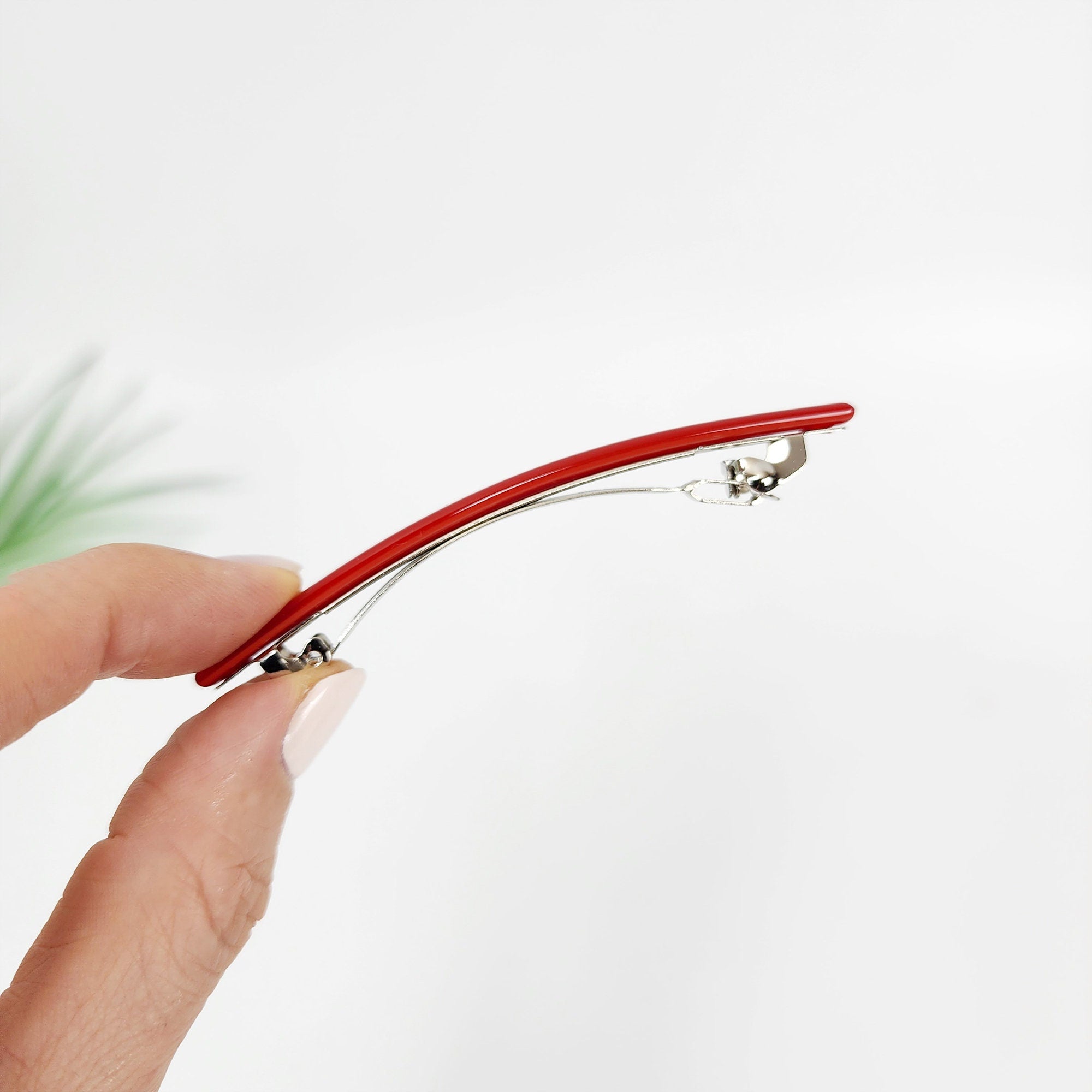 Pure Color Simple Line Hair Barrette (3.3 Inch) / Luxurious French Hair Pin / Automatic Hair Clip