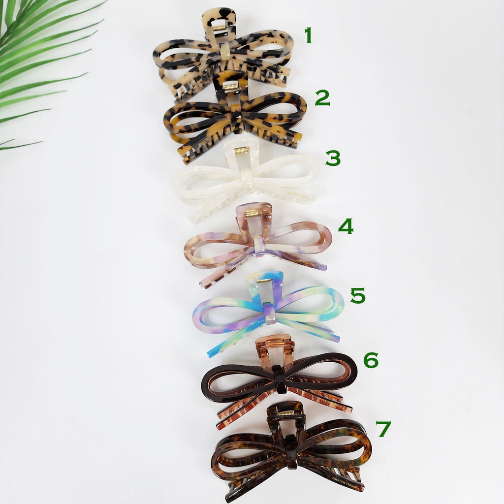 Tortoise Shell Gift Ribbon Large Hair Claw Clip (4.7 Inch) / Leopard French Hair Pin / Hair Barrette for Woman / Korean Fashion