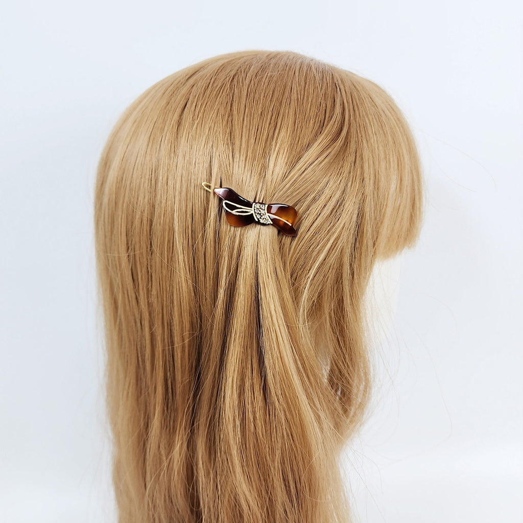 Sara Ribbon Bobby Pin (1.8 Inch) / Luxurious French Hair Pin Clip / Hair Accessory for Woman / Small Bow Barrette