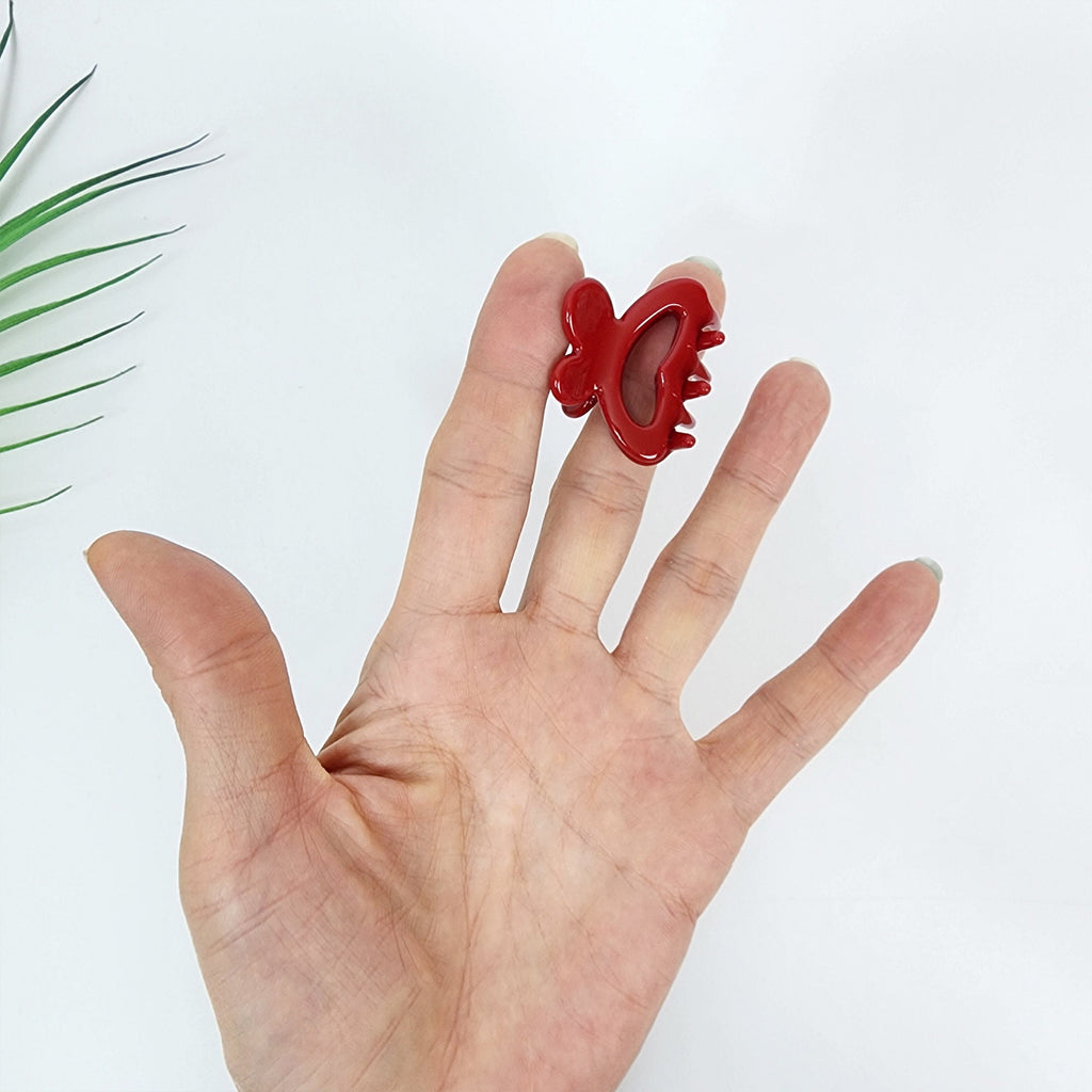 Heart Mini Butterfly Hair Claw Clip (1.4 Inch) / Cute Tortoise Shell French Hair Pin / Small Hair Clips