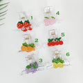 Refreshing Fruit Square Clip with Cubic (3.1 Inch) / Medium Size Hair Claw / Hair Barrette for Woman